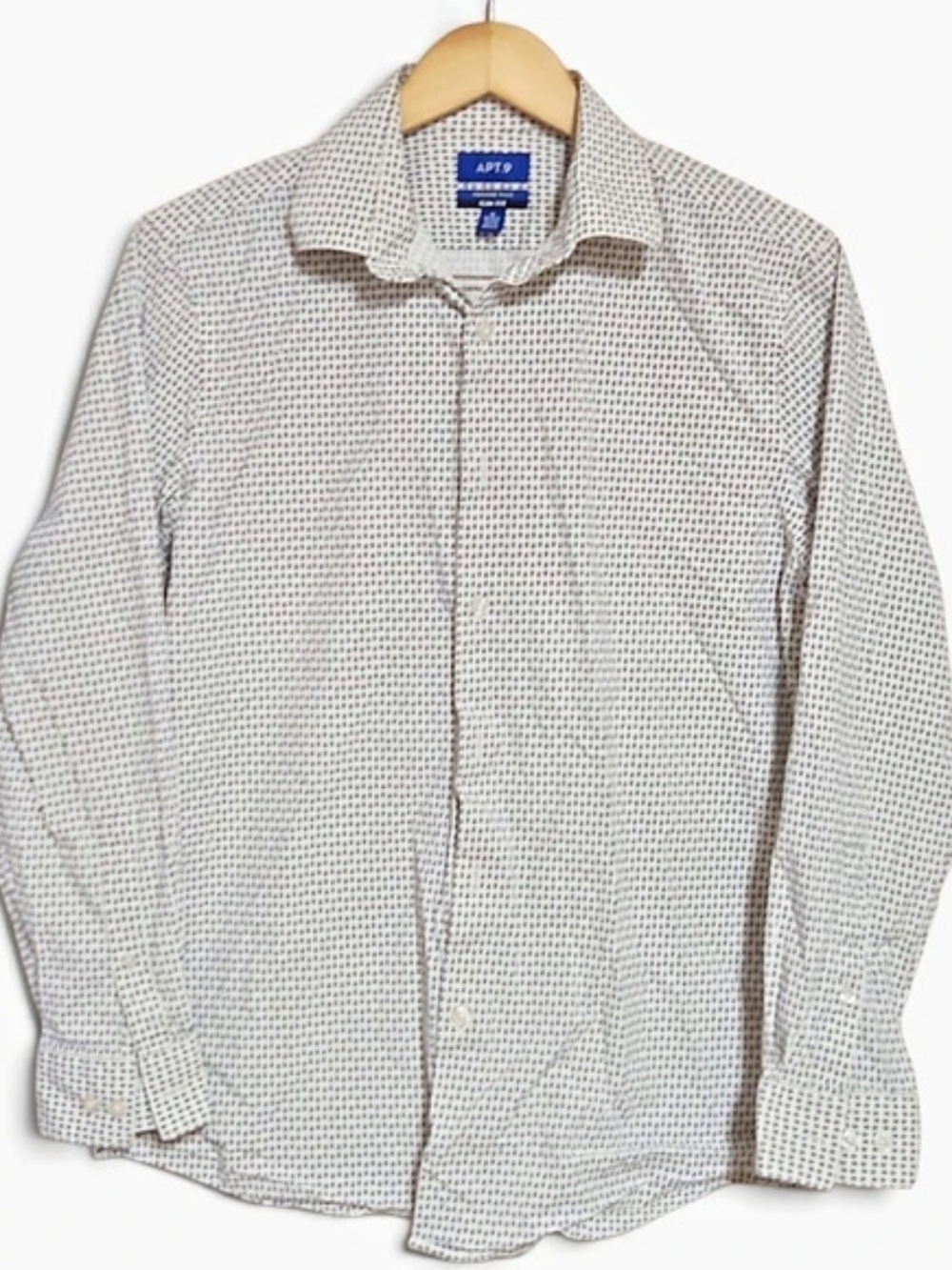 APT 9 Men's White Geometric Print Button Down Casual Longsleeve Shirt Medium